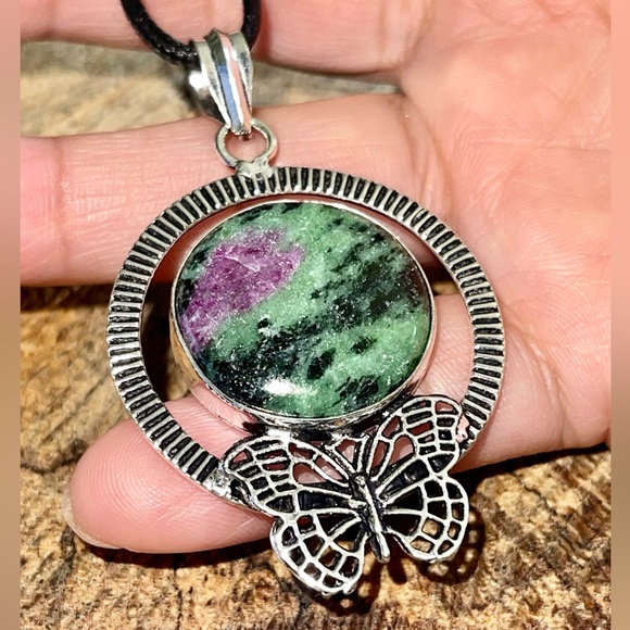 Butterfly Ruby Zoisite Crystal Pendant 2 1/2” - Picture 5 of 12